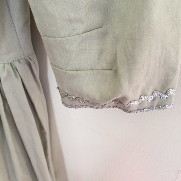 Vintage Handmade Sage Green Dress with Silver Trims Size XS - Picture 4 of 9